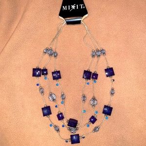 NWT Mix-It 3-Strand Blue & Silver Beaded Necklace